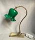 Antique 1910 Art Nouveau Brass Swan Neck Table Desk Lamp Green Glass Tulip Shade