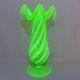 Antique 19th / 20th Century Uranium Vaseline Glass Fluted Spill Vase