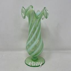 Antique 19th / 20th Century Uranium Vaseline Glass Fluted Spill Vase