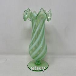 Antique 19th / 20th Century Uranium Vaseline Glass Fluted Spill Vase