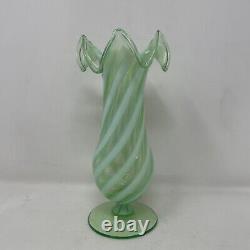 Antique 19th / 20th Century Uranium Vaseline Glass Fluted Spill Vase