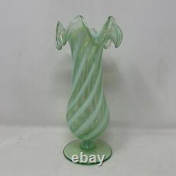 Antique 19th / 20th Century Uranium Vaseline Glass Fluted Spill Vase