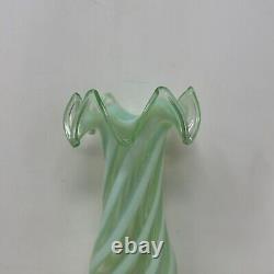 Antique 19th / 20th Century Uranium Vaseline Glass Fluted Spill Vase