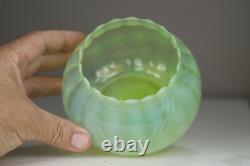 Antique 19th Century Art Nouveau Green Vaseline Uranium Glass Box Powder Bowl
