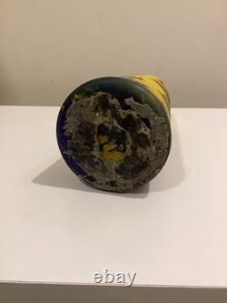 Antique 20's Art Nouveau Loetz Richard Etched Glass Vase Austria Yellow Green 8