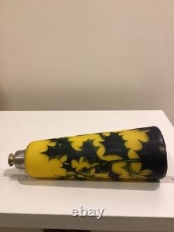 Antique 20's Art Nouveau Loetz Richard Etched Glass Vase Austria Yellow Green 8