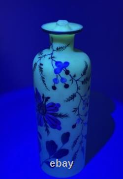 Antique 8 F. Von Poschinger Art Nouveau Burmese Glass Bottle WithTop UV Reactive