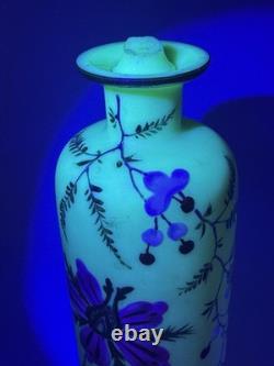 Antique 8 F. Von Poschinger Art Nouveau Burmese Glass Bottle WithTop UV Reactive
