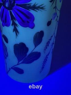 Antique 8 F. Von Poschinger Art Nouveau Burmese Glass Bottle WithTop UV Reactive