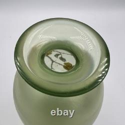 Antique 8 Mont Joye / Legras Floral Art Nouveau Enamel Green Glass Vase French