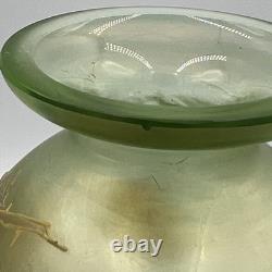 Antique 8 Mont Joye / Legras Floral Art Nouveau Enamel Green Glass Vase French