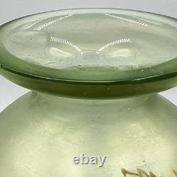 Antique 8 Mont Joye / Legras Floral Art Nouveau Enamel Green Glass Vase French