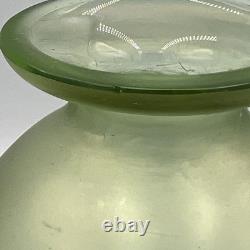 Antique 8 Mont Joye / Legras Floral Art Nouveau Enamel Green Glass Vase French