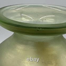 Antique 8 Mont Joye / Legras Floral Art Nouveau Enamel Green Glass Vase French
