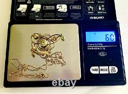 Antique 9ct Gold Art Nouveau Peridot/Seed Pearl Lavalier Pendant 18ct Gold Chain