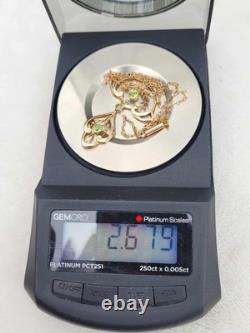Antique 9k Gold Peridot European Art Nouveau Victorian Lavalier Necklace