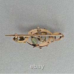 Antique ART NOUVEAU English 9ct Gold GREEN GROSSULAR GARNET BROOCH