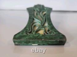Antique Apollo Studios Art Nouveau Bronze Green Slag Glass Letter Paper Clip
