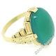 Antique Art Deco Etched Rare 14k Yellow Gold Cabochon Green Chrysoprase Ring Sz6