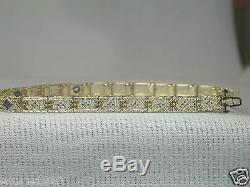 Antique Art Deco Vintage Filigree Bracelet 14K Green Gold 6.75 5.01 MM Wide