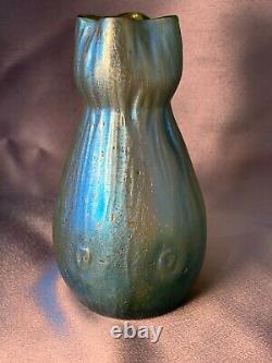 Antique Art Glass Nouveau Iridescent Rusticana Canida Silberiris Loetz Vase