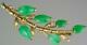 Antique Art Nouveau 14k Gold Apple Green Jade Jadeite Floral Branch Pendant Pin