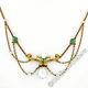 Antique Art Nouveau 14k Gold Gia Pearl Turquoise Green Enamel Collar Necklace