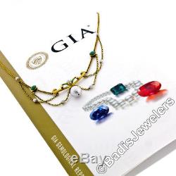 Antique Art Nouveau 14K Gold GIA Pearl Turquoise Green Enamel Collar Necklace