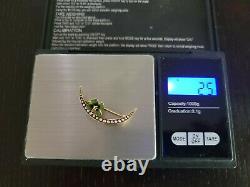 Antique Art Nouveau 14K Gold Pearl Diamond Crescent Moon Clover Brooch H A Kirby