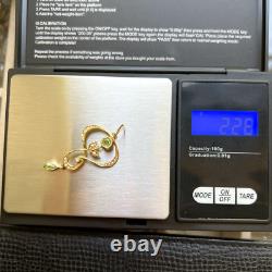 Antique Art Nouveau 14ct Gold Peridot & Pearl Lavalier Pendant c. 1900 2.28 Grams