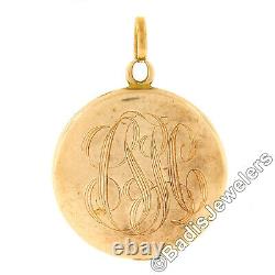 Antique Art Nouveau 14k Gold Detailed Dragon Repousse Medallion Locket Pendant