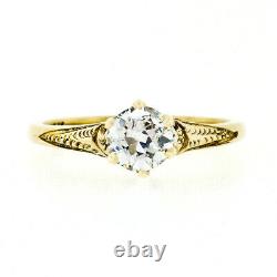 Antique Art Nouveau 14k Green Gold Old European Diamond Engagement Promise Ring