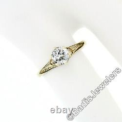 Antique Art Nouveau 14k Green Gold Old European Diamond Engagement Promise Ring