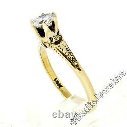 Antique Art Nouveau 14k Green Gold Old European Diamond Engagement Promise Ring