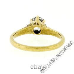 Antique Art Nouveau 14k Green Gold Old European Diamond Engagement Promise Ring