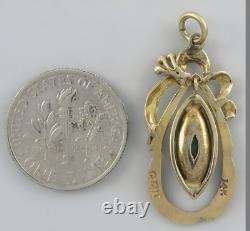 Antique Art Nouveau 14k Imperial Green Jade Pendant