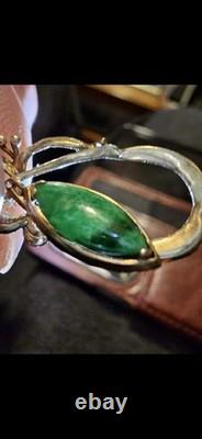 Antique Art Nouveau 14k Imperial Green Jade Pendant