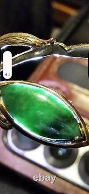 Antique Art Nouveau 14k Imperial Green Jade Pendant