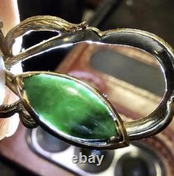 Antique Art Nouveau 14k Imperial Green Jade Pendant