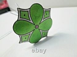 Antique Art Nouveau. 800 silver Green & White Enameled Design Hat Pin #46