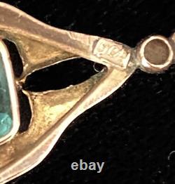 Antique Art Nouveau 9ct Gold Green Paste and Pearl Pendant with 9ct Gold Chain