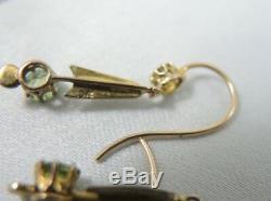 Antique Art Nouveau 9ct gold Peridot and Seed Pearl Necklace & Earrings