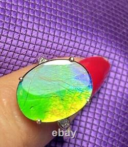 Antique Art Nouveau Ammolite And Diamond Ring