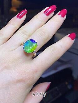 Antique Art Nouveau Ammolite And Diamond Ring