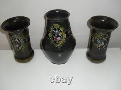 Antique Art Nouveau Art Deco Denby Cedric Pattern Tube Lined Pottery Vases