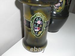 Antique Art Nouveau Art Deco Denby Cedric Pattern Tube Lined Pottery Vases