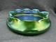 Antique Art Nouveau Art Glass Bowl Green Iridescent, 9