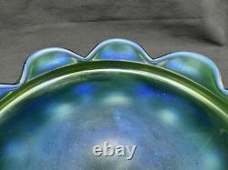 Antique Art Nouveau Art Glass Bowl Green Iridescent, 9