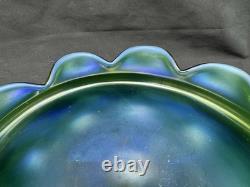 Antique Art Nouveau Art Glass Bowl Green Iridescent, 9