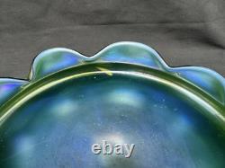 Antique Art Nouveau Art Glass Bowl Green Iridescent, 9